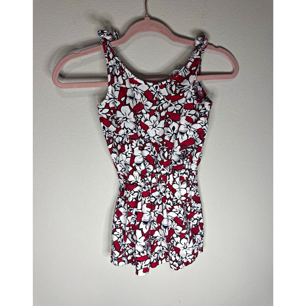 Vineyard Vines Girls Red/White/Blue Floral Romper XS Sleeveless Elastic